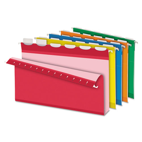 Pendaflex PFX42702 Ready-Tab Extra Capacity Reinforced Colored Hanging Folders, Legal Size, 1/6-Cut Tabs, Assorted Colors, 20/Box