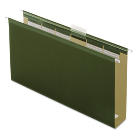 Pendaflex PFX42703 Ready-Tab Extra Capacity Reinforced Colored Hanging Folders, Legal Size, 1/6-Cut Tabs, Standard Green, 20/Box