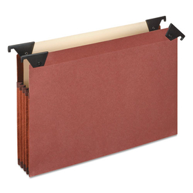 Pendaflex PFX45432 3 1/2" Hanging File Pockets With Swing Hooks, 1/3 Tab, Letter, Brown, 5/box