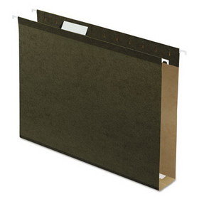 Pendaflex PFX5142X2 Extra Capacity Reinforced Hanging File Folders with Box Bottom, 2" Capacity, Letter Size, 1/5-Cut Tabs, Green, 25/Box