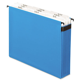 Pendaflex PFX59225 SureHook Nine-Section Hanging Folder, 9 Sections, 5.25" Capacity, Letter Size, 1/5-Cut Tabs, Blue