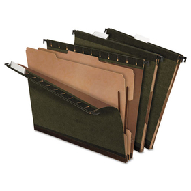 Pendaflex PFX59254 Surehook Reinforced Hanging Folder, 2 Dividers, Letter, 1/5 Tab, Green, 10/box