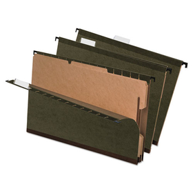 Pendaflex PFX59354 Surehook Reinforced Hanging Folder, 2 Divider, Legal, 1/5 Tab, Green, 10/box