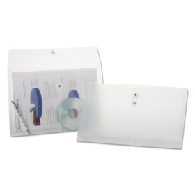 Pendaflex PFX638143 Expandable Poly String & Button Booklet Envelope, Clear, Legal, 3/pack