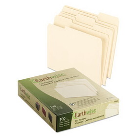 Pendaflex PFX74520 Earthwise 100% Recycled Paper File Folder, 1/3 Cut, Letter, Manila, 100/box