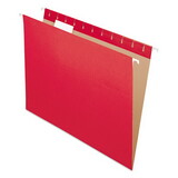 Pendaflex PFX81608 Essentials Colored Hanging Folders, 1/5 Tab, Letter, Red, 25/box