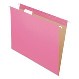 Pendaflex PFX81609 Essentials Colored Hanging Folders, 1/5 Tab, Letter, Pink, 25/box