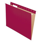 Pendaflex PFX81613 Essentials Colored Hanging Folders, 1/5 Tab, Letter, Burgundy, 25/box