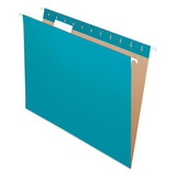 Pendaflex PFX81614 Essentials Colored Hanging Folders, 1/5 Tab, Letter, Teal, 25/box