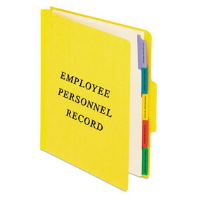 Pendaflex PFXSER1YEL Vertical-Style Personnel Folders, 2" Expansion, 5 Dividers, 2 Fasteners, Letter Size, Yellow Exterior