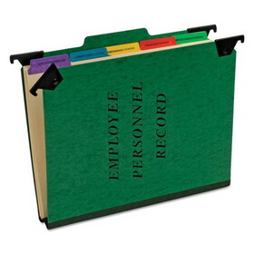 Pendaflex PFXSER2GR Hanging-Style Personnel Folders, 5 Dividers with 1/5-Cut Tabs, Letter Size, 1/3-Cut Exterior Tabs, Green