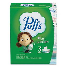 Puffs PGC39363PK Plus Lotion Facial Tissue, White, 2-Ply, 124/Box, 3 Box/Pack