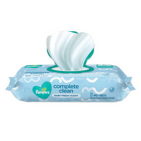 Pampers PGC75536 Complete Clean Baby Wipes, 1-Ply, Baby Fresh, 7 x 6.8, White, 72 Wipes/Pack, 8 Packs/Carton