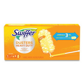 Swiffer PGC82074CT Heavy Duty Dusters with Extendable Handle, Plastic Handle Extends to 3 ft, 1 Handle and 3 Dusters/Kit, 6 Kits/Carton