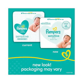 Pampers PGC87076 Sensitive Baby Wipes, 6.8 x 7, Unscented, White, 56/Pack, 8/Carton