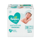 Pampers PGC88529CT Sensitive Baby Wipes, White, Cotton, Unscented, 72/Pack, 8 Packs/Carton