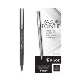PILOT CORP. OF AMERICA PIL11009 Razor Point Ii Super Fine Marker Pen, Black Ink, .2mm, Dozen