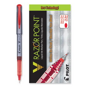 PILOT CORP. OF AMERICA PIL11022 V Razor Point Liquid Ink Marker Pen, Red Ink, .5mm, Dozen