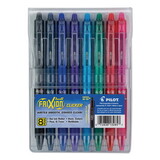 Pilot PIL13285 FriXion Clicker Erasable Gel Pen, Retractable, Fine 0.7 mm, Assorted Ink and Barrel Colors, 8/Pack