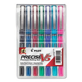 PILOT CORP. OF AMERICA PIL26015 Precise V5 Roller Ball Stick Pen, Precision Point, Assorted Ink, .5mm, 7/pack