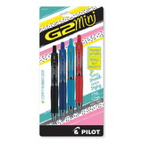 Pilot 31737 G2 Mini Retractable Gel Pen, Fine 0.7mm, Assorted Ink/Barrel, 4/Pack