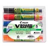 Pilot PIL43917 BeGreen V Board Master Dry Erase Marker, Medium Chisel Tip, Assorted Colors, 5/Pack