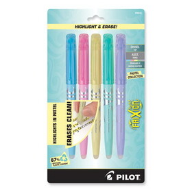 Pilot 46543 FriXion Light Pastel Collection Erasable Highlighters, Assorted, 5/Pack