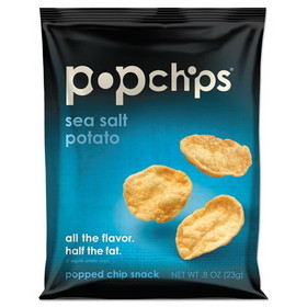 popchips PPH71100 Potato Chips, Sea Salt Flavor, 0.8 oz Bag, 24/Carton