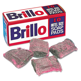 Brillo PUXW240000CT Hotel Size Steel Wool Soap Pad, 4 x 4, Charcoal/Pink,10/Pack, 120/Carton