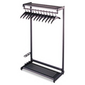 Quartet QRT20222 Single-Side, Garment Rack with Two Shelves, Eight Hangers, Steel, 24w x 18.5d x 61.5h, Black