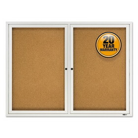 Quartet QRT2124 Enclosed Cork Bulletin Board, Cork/Fiberboard, 48 x 36, Tan Surface, Silver Aluminum Frame