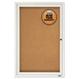 Quartet QRT2363 Enclosed Indoor Cork Bulletin Board with One Hinged Door, 24 x 36, Tan Surface, Silver Aluminum Frame