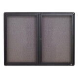 Quartet QRT2364L Enclosed Indoor Fabric Bulletin Board with Two Hinged Doors, 48 x 36, Gray Surface, Graphite Aluminum Frame