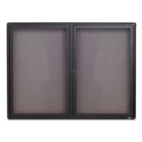 Quartet QRT2364L Enclosed Indoor Fabric Bulletin Board with Two Hinged Doors, 48 x 36, Gray Surface, Graphite Aluminum Frame