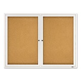 Quartet QRT2364 Enclosed Indoor Cork Bulletin Board with Two Hinged Doors, 48 x 36, Tan Surface, Silver Aluminum Frame