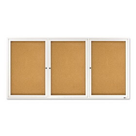 Quartet QRT2366 Enclosed Indoor Cork Bulletin Board with Three Hinged Doors, 72 x 36, Tan Surface, Silver Aluminum Frame