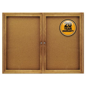 Quartet QRT364 Enclosed Bulletin Board, Natural Cork/fiberboard, 48 X 36, Oak Frame