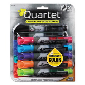 Quartet QRT500120M EnduraGlide Dry Erase Marker, Broad Chisel Tip, Nine Assorted Colors, 12/Set