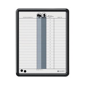 ACCO BRANDS QRT750 Employee In/Out Board, 11 x 14, Porcelain White/Gray Surface, Black Plastic Frame