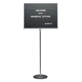 Quartet QRT7921M Adjustable Single-Pedestal Magnetic Letter Board, 24 x 18, Black Surface, Gray Aluminum Frame