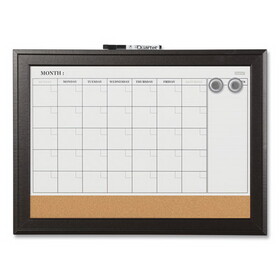 Quartet QRT79275 Home Decor Magnetic Combo Dry Erase Board with Cork Board on Bottom, 23 x 17, Tan/White Surface, Espresso Wood Frame