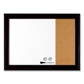 Quartet QRT79283 Home Decor Magnetic Combo Dry Erase Board with Cork Board on Side, 23 x 17, Tan/White Surface, Black Wood Frame