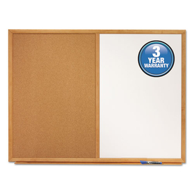 Quartet QRTS553 Bulletin/Dry-Erase Board, Melamine/Cork, 36 x 24, Brown/White Surface, Oak Finish Frame