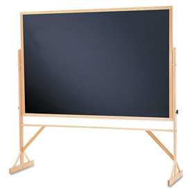 Quartet QRTWTR406810 Reversible Chalkboard, 72 X 48, Black Surface, Oak Frame