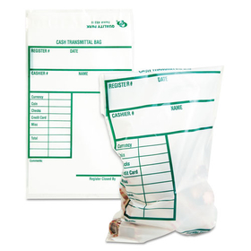 QUALITY PARK PRODUCTS QUA45220 Cash Transmittal Bags W/printed Info Block, 6 X 9, Clear, 100 Bags/pack