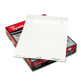 Survivor QUAR1790 Lightweight 14 lb Tyvek Catalog Mailers, #15 1/2, Square Flap, Redi-Strip Adhesive Closure, 12 x 16, White, 100/Box