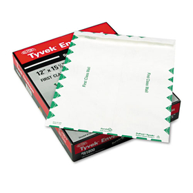 Survivor QUAR1800 Lightweight 14 lb Tyvek Catalog Mailers, First Class, #15 1/2, Square Flap, Redi-Strip Closure, 12 x 15.5, White, 100/Box