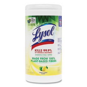 Lysol RAC49128CT Disinfecting Wipes II Fresh Citrus, 1-Ply, 7 x 7.25, White, 70 Wipes/Canister, 6 Canisters/Carton