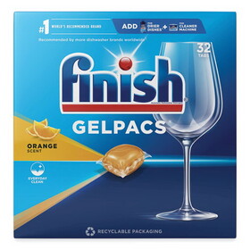 FINISH RAC81053CT Dish Detergent Gelpacs, Orange Scent, Box of 32 Gelpacs, 8 Boxes/Carton