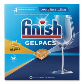 FINISH RAC81181CT Dish Detergent Gelpacs, Orange Scent, 54/Box, 4 Boxes/Carton